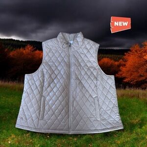 NWOT, Time and Tru, Plus Size Quilted Sleeveless Vest, 2X, Tan 🍂